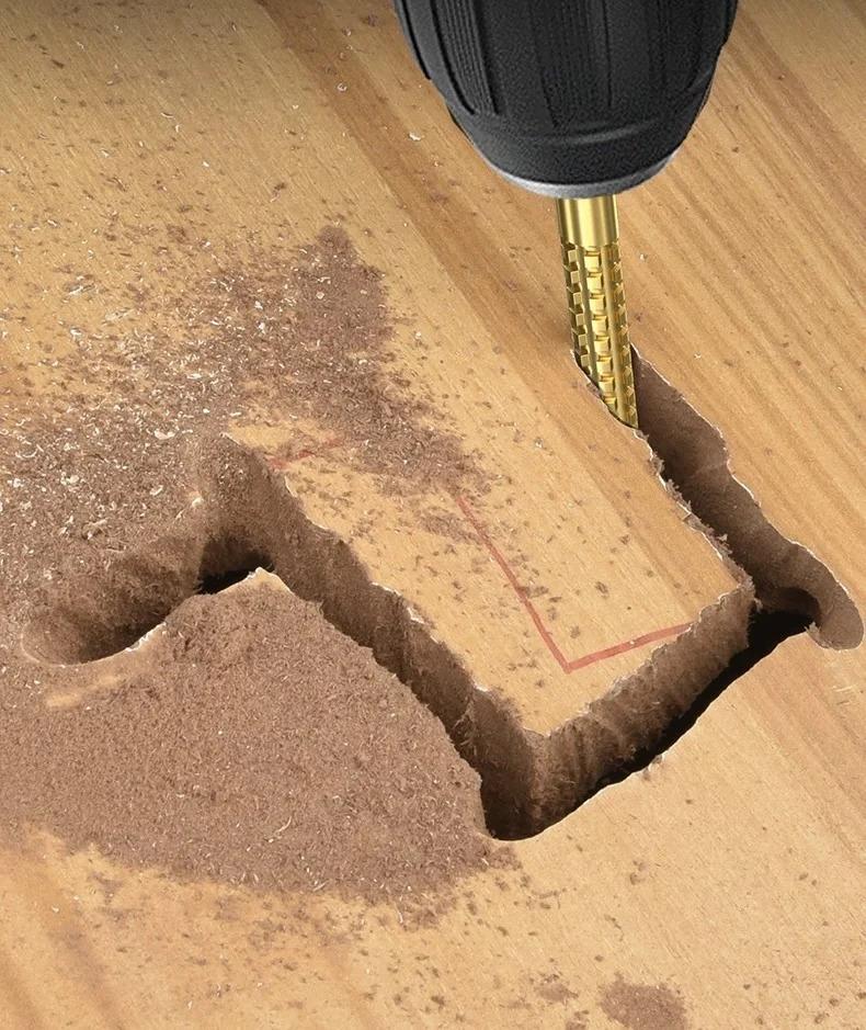 Pagoda Drill Bit Combination Triangular Handle Hss Step Drill Bits Set Woodworking Pull Drill Bit