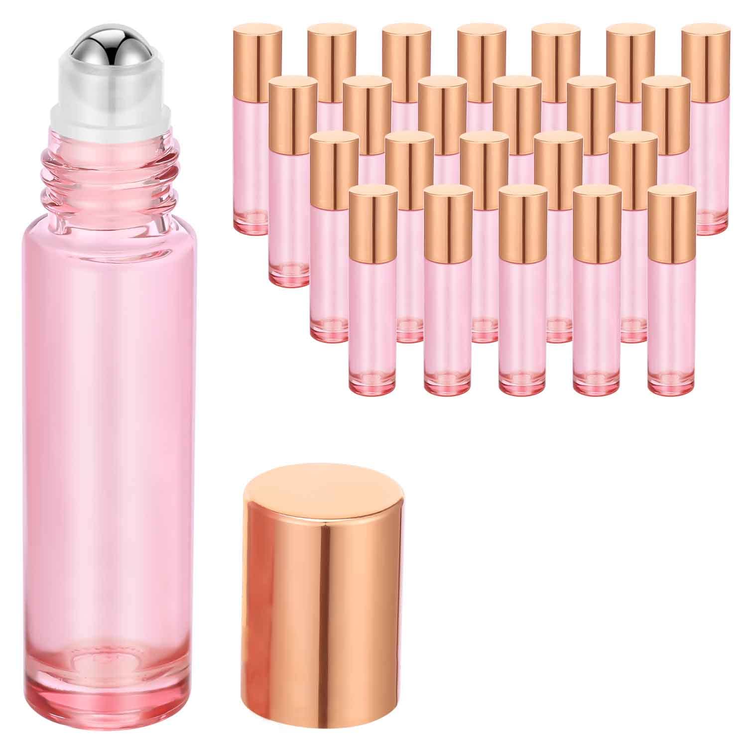 10 ml Rose Glass Roller Bottles for Essential Oils (with Extra Roller Balls, Labels, Opener, Funnels Essential Oil Roller Bottles for body oil perfume