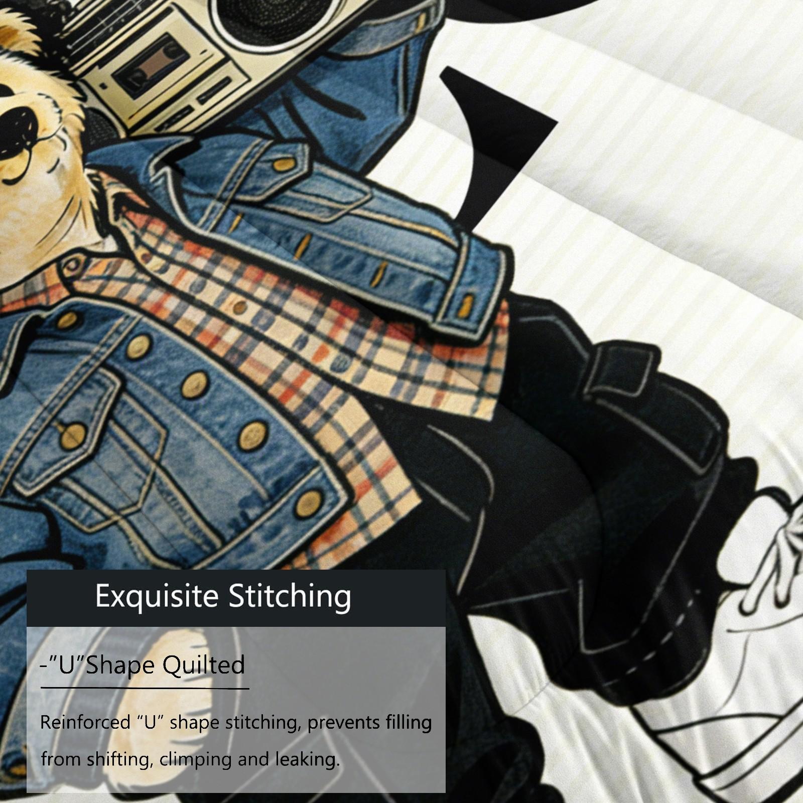 Bamboo Print Pattern Bedding Set, Includes 1 Quilt and 1 or 2 Pillowcases Without Pillow Inserts, Soft Bedroom Decor for Kids or Adults, Perfect Gift