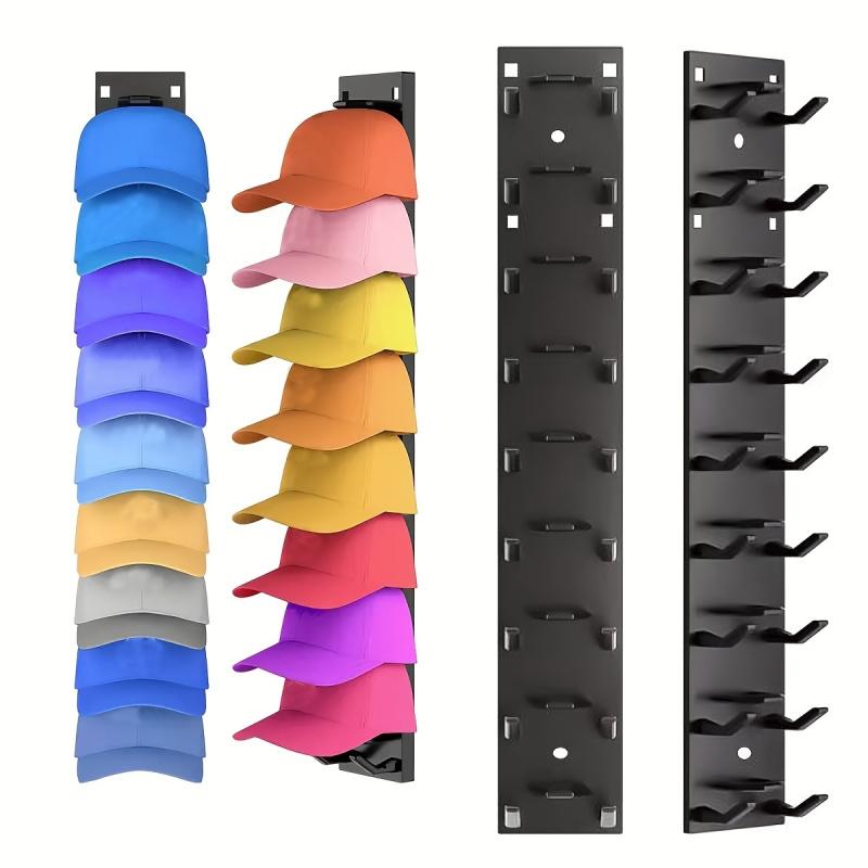 Round Wall Mounted Hat Rack, Strong Adhesive Multi Layer Cap Storage Organizer, Portable Plastic Display Stand for Closet Door and Bedroom, Hat Holder for Hanging