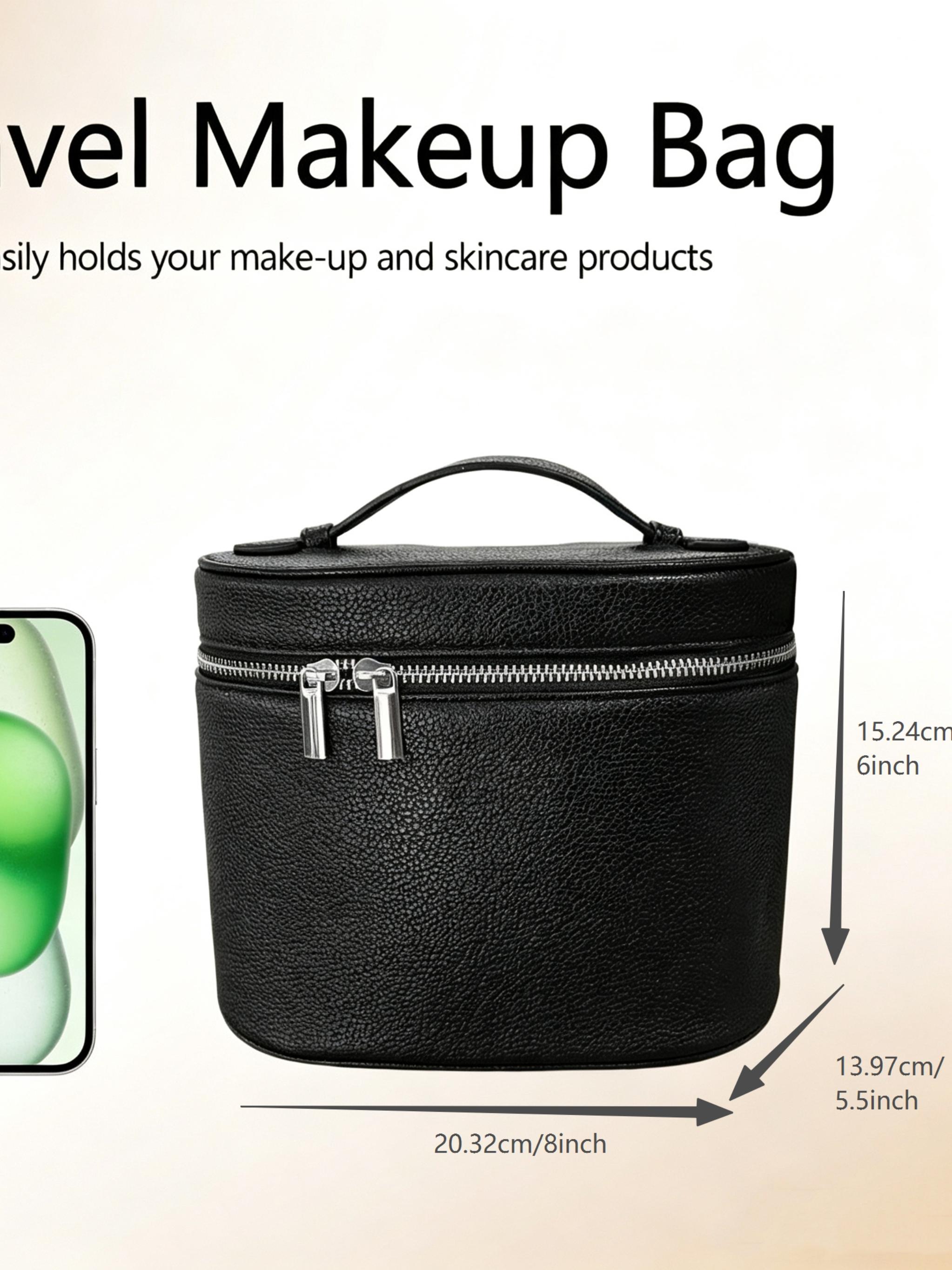 Trendy Makeup Organizer Bag with Detachable Divider, Portable Travel Cosmetic Case for Women and Girls, PU Material Compact Makeup Box
