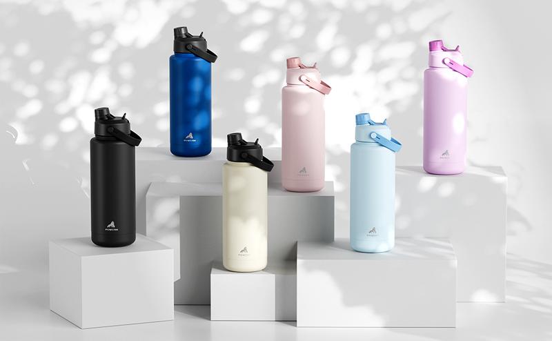 POWCAN 26oz-40oz InsulatedWater Bottle,Hot Water Mug,with 2-in-1 Straw japanese water bottle Spout LidKeep Cold 24H,Leak-Proof, BPA-Free, DoubleWall Stainless Steel Water Bottle for Sports, Gym,Travel, School Tumbler Drinkware