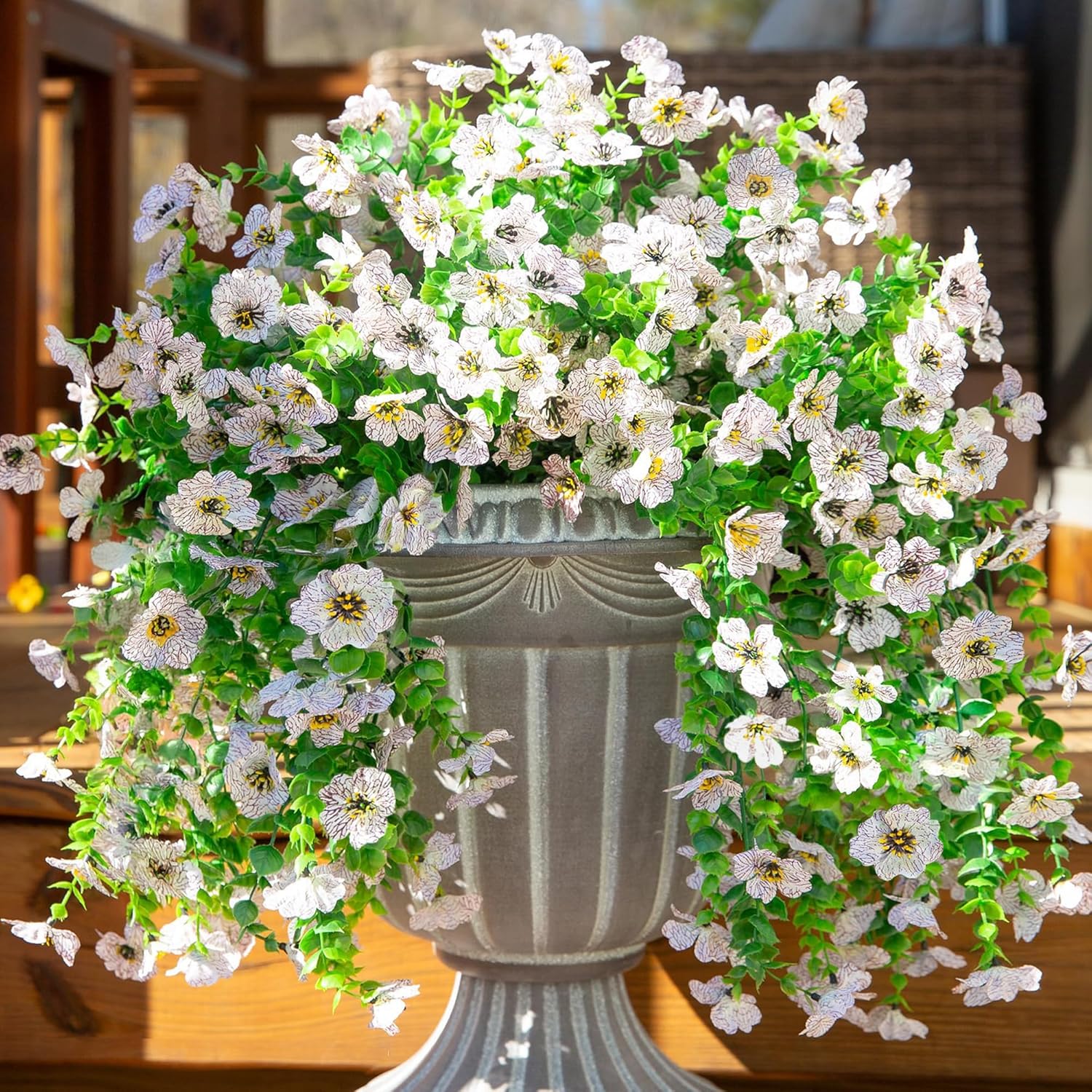 Outdoor Artificial Flower Hanging Decor, 2-Pack Spring Summer Decoration, Realistic Plants, UV Resistant, Fade-Resistant Silk Flowers for Porch Balcony Garden