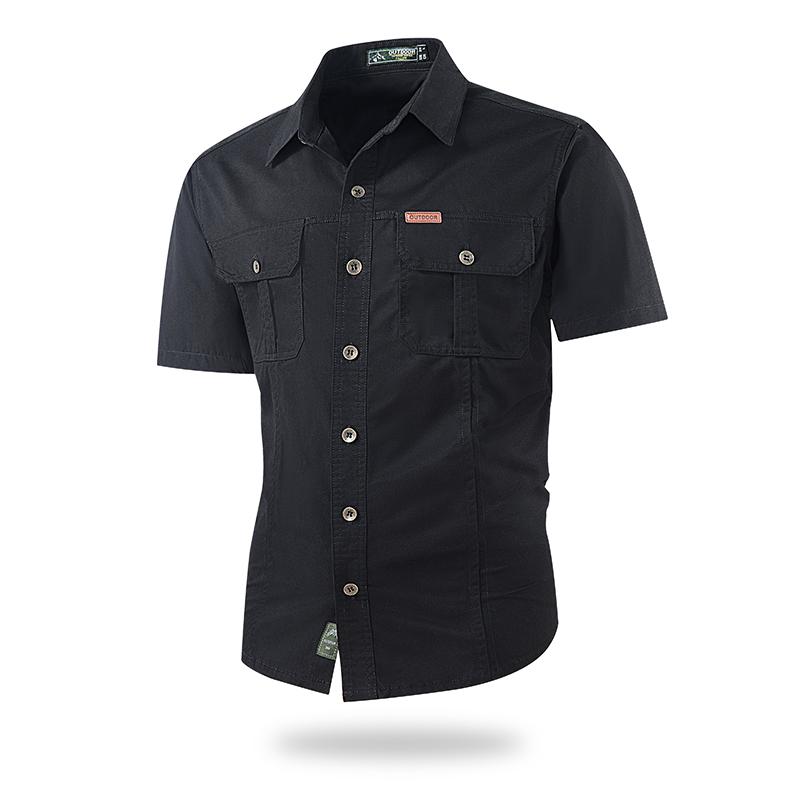 Men’s 100% Cotton Short Sleeve Work Shirts, Multi-color Button-Down Utility Tops, Breathable Casual Summer Outfits for Rugged Mensfashion Style