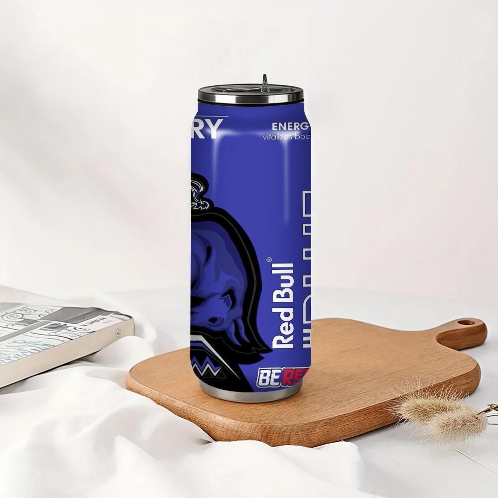 1pc 17oz Red Bull Blue Edition Vacuum Insulated Mug, Portable Stainless Steel Cup with Lid, Ideal Sports & Coffee Mug for Family Friends, Great for Camping, Outdoor & Holiday Gifts