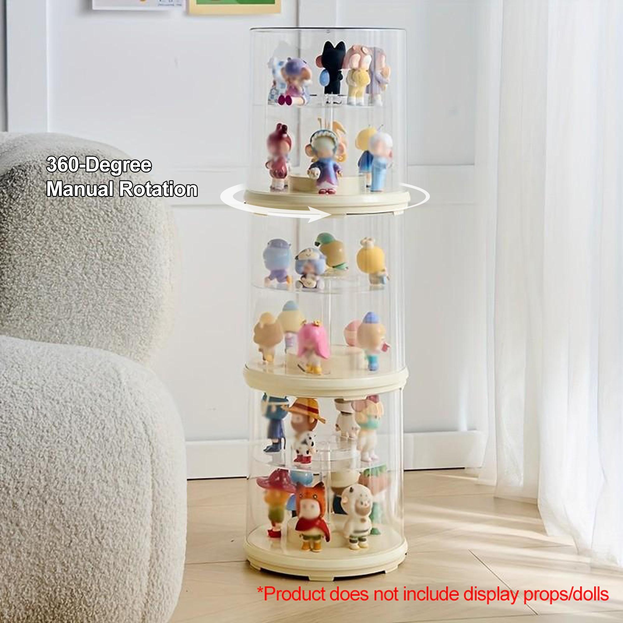 Double Layer Action Figure Storage Box Display Rack, 360 Degree Manual Rotation Design, High Transparency Cover, Stackable Collector Display for Collectibles