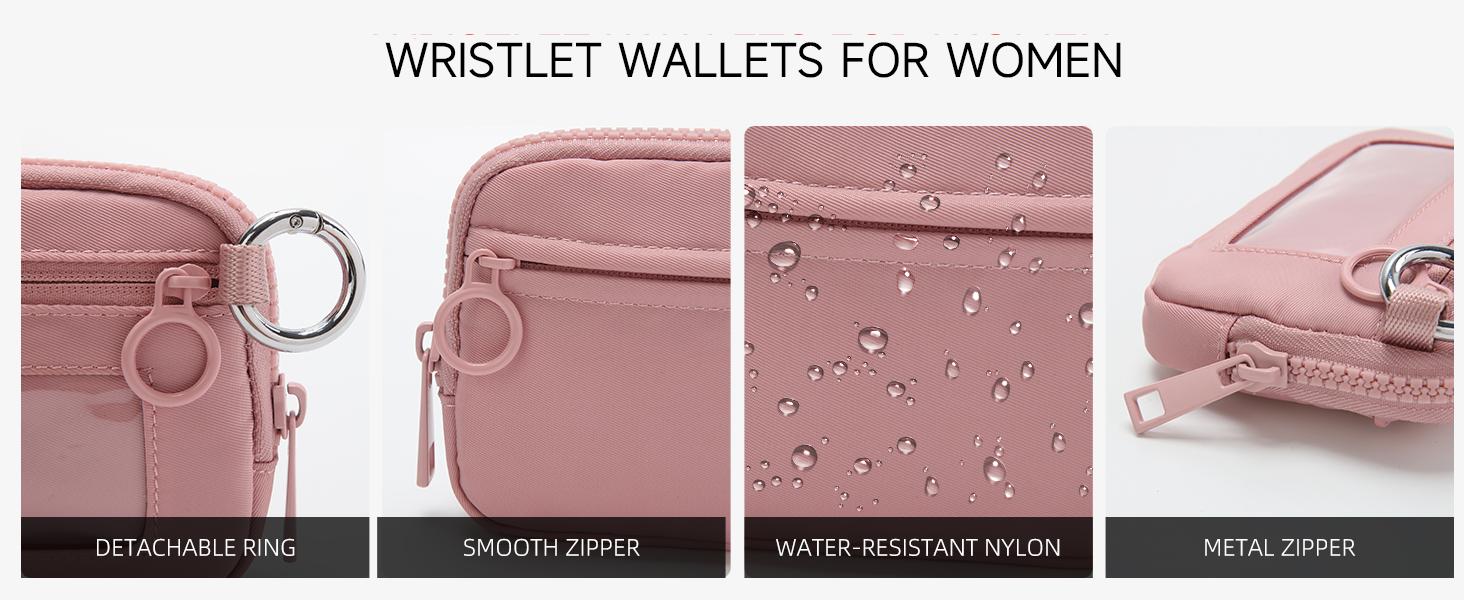 2025 Wristlet Wallets for Women - Strawberry Checkered Nylon, RFID Blocking & Anti-Theft, Compact Christmas Gift Idea