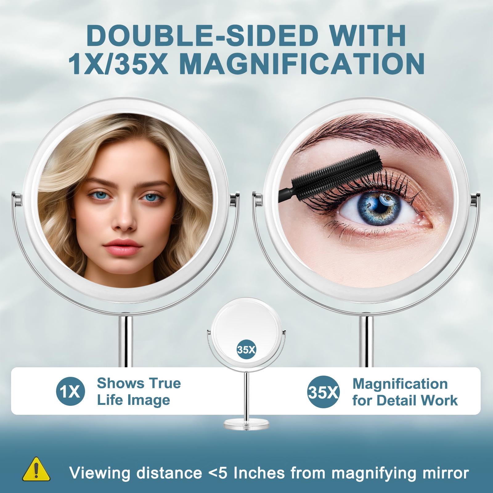 35X Magnifying Makeup Mirror, Dual-Sided 1X/35X Vanity Mirror with 360° Rotation, Detachable Acrylic Travel Mirror for Desk, Bathroom, Bedroom – Perfect Precision Makeup Gift for Women