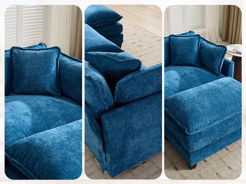 Modular Sectional Cloud Sofa Set,Chenille Sectional with pillows ,Convertible sofa for Living Room & Apartment