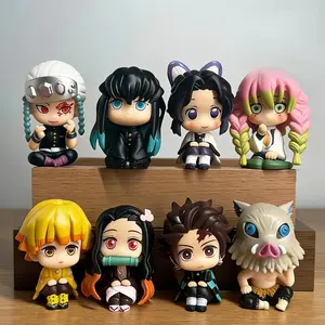 Hot Demon Slayer Anime Figure Tanjirou Agatsuma Zenitsu Kyoujurou Anime Model Q Version Figure PVC collection Toy for Kids Gift