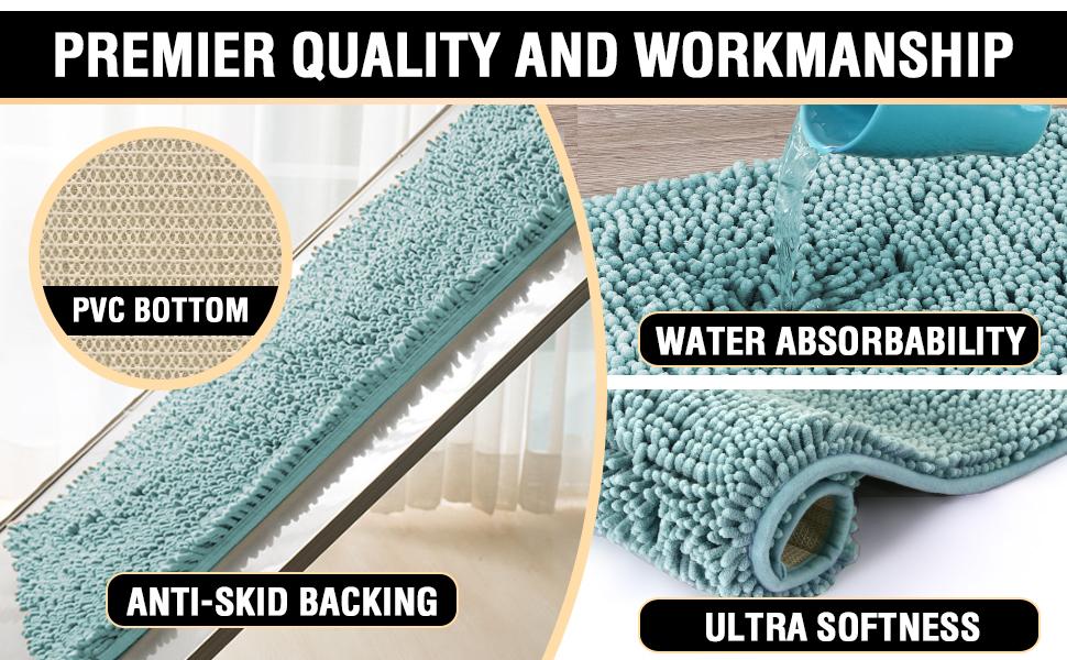 H.VERSAILTEX Bath Mat Bath Rug for Bathroom Luxury Chenille Bathroom Rug Mat Extra Soft and Absorbent Microfiber Shaggy Rugs Non Slip Rug Quick Dry Bath Mat Washable