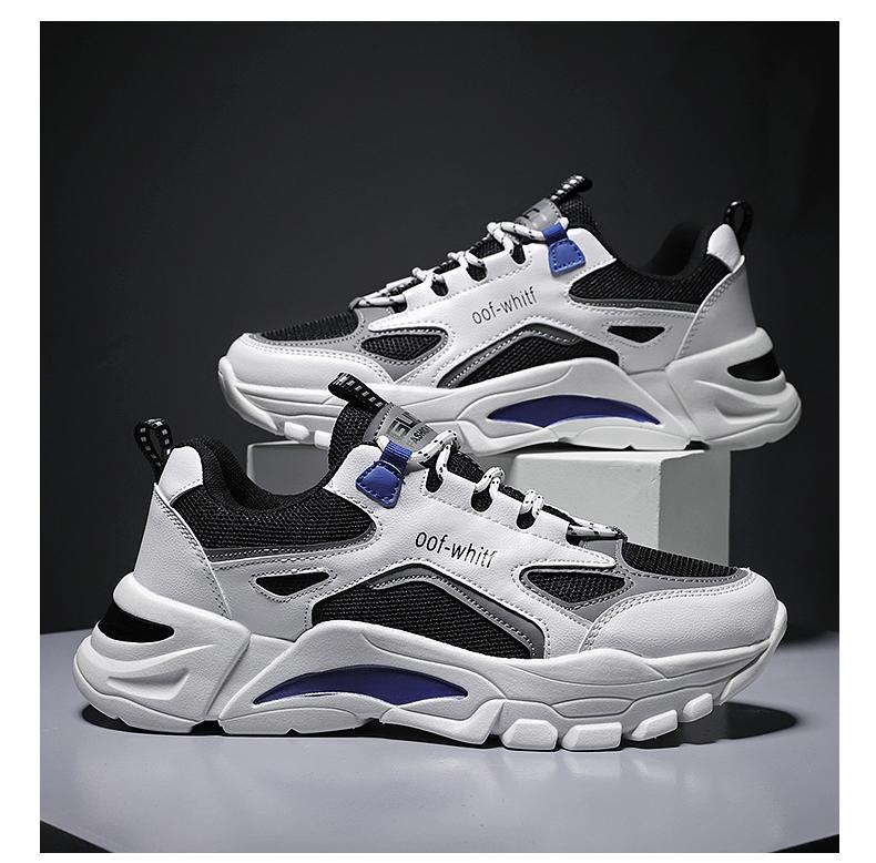 Men's Sporty Colorblock Low Top Lace Up Chunky Sneakers, Casual Comfortable Breathable Platform Sneakers, Fashionable Sneakers for Daily Footwear As Gift