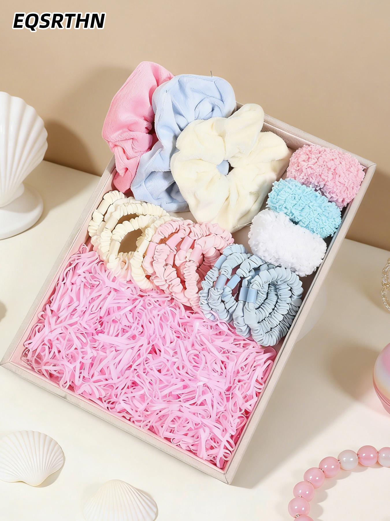 1021pcs Sweet Fantasy Girl's Wind Hair Accessories Set Large Intestine Hair Ring Small Intestine Hair Ring Small Rubber Tendons Suitable for All Daily Hairstyles Korean Dopamine Aesthetic High Elasticity Not Harm Hair Strong Non-slip Not Lean Hair Suitabl