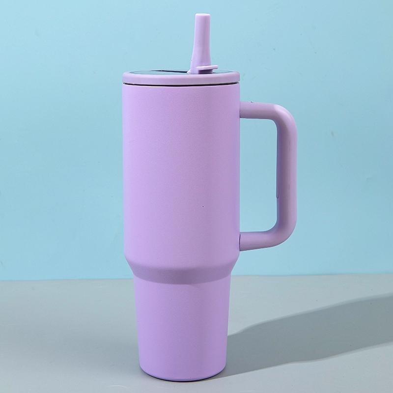 1pc 40oz Stainless Steel Insulated Tumbler with Handle, Leakproof Insulated Tumbler, Vacuum Mug with Lid and Straw, Double Wall Thermal Cup Keep Hot 12H/Cold 24H, Travel Coffee Tumbler for Car, Office, Gym, Great Gift for Women, Men, Friends