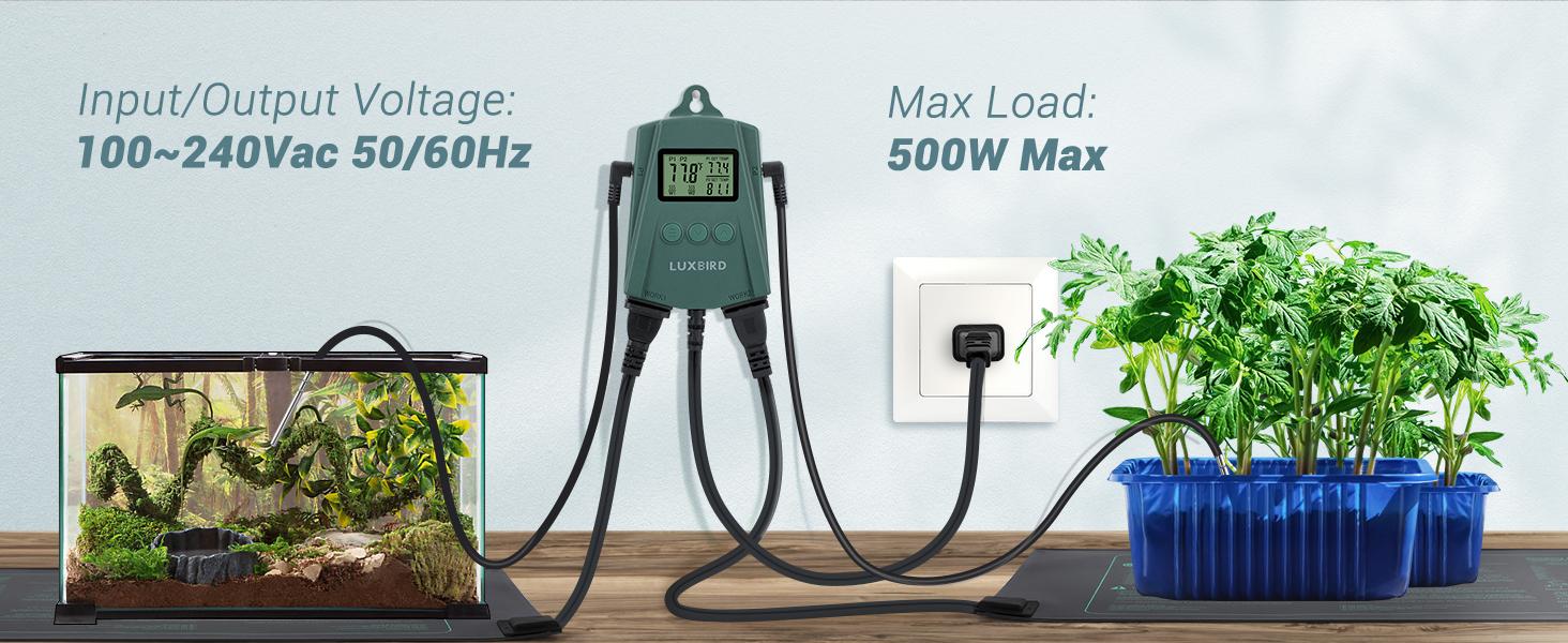 LUXBIRD 2 Pack 10"x 20.75" Seedling Heat Mat and Digital Thermostat Controller Combo Set (120v US Plug)