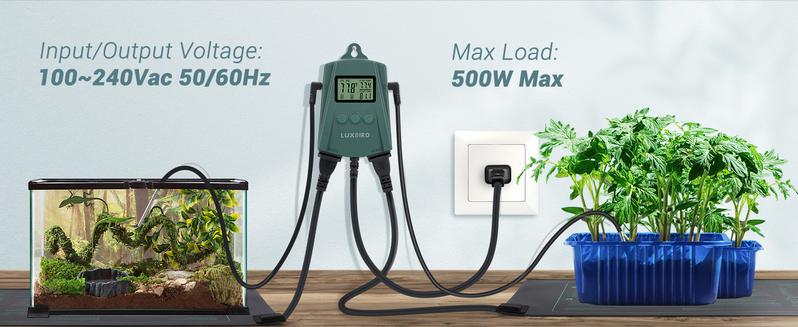 LUXBIRD 2 Pack 10"x 20.75" Seedling Heat Mat and Digital Thermostat Controller Combo Set (120v US Plug)