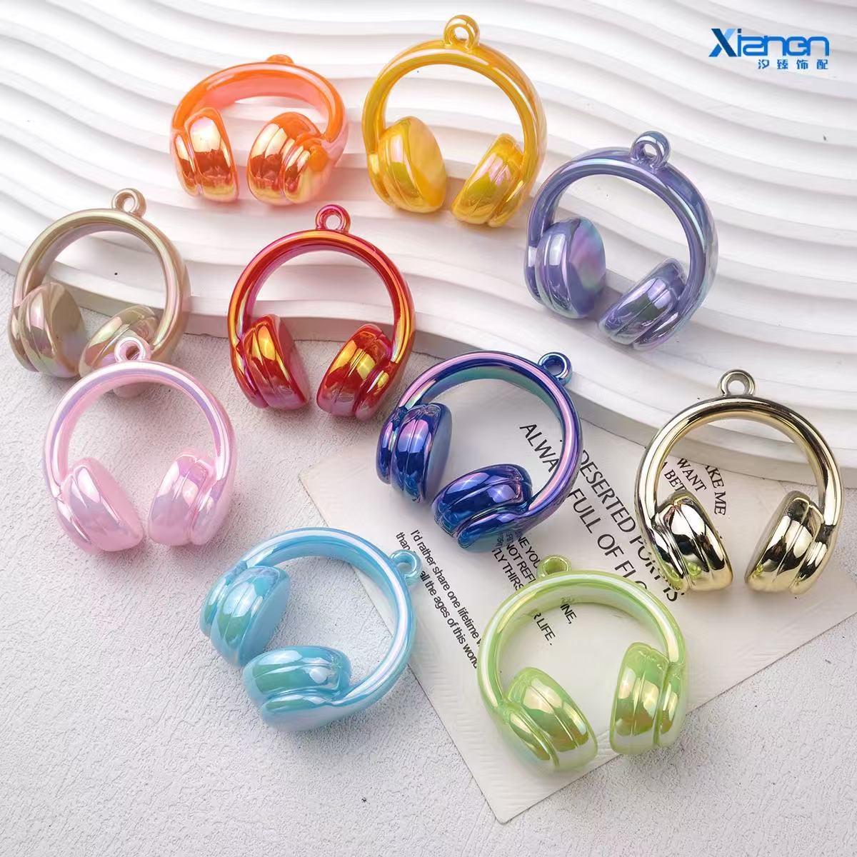 Transparent Color-Plated Laser Cut Earphone Holder Necklace Bag Clip DIY Jewelry Making Materials Accessories