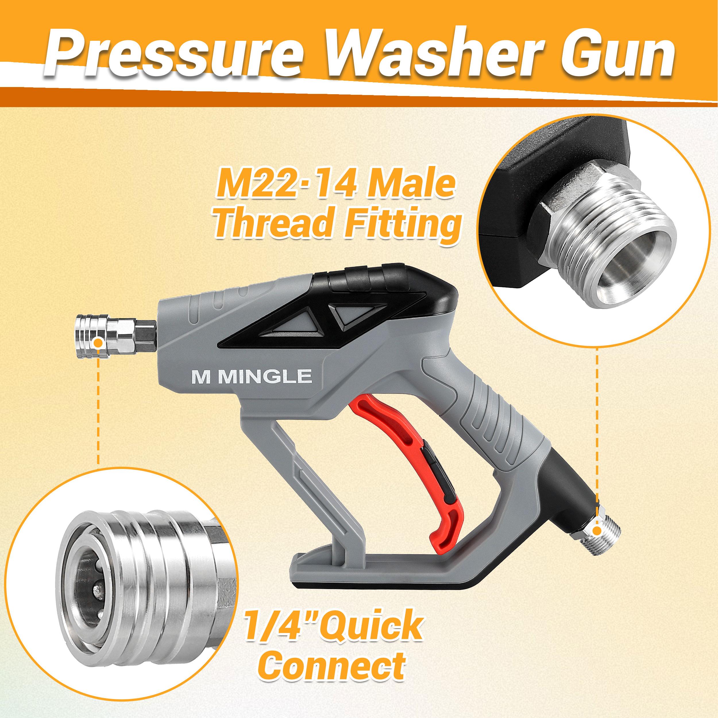 M MINGLE High Pressure Washer Handheld Water Spray Snow Foam Lance, 4000 PSI Cannon Foam Blaster Power Washer with 1/4" Quick Connector, Car Wash Foam Cannon Kit with 5 Pressure Washer Nozzle Tips, 1 Liter，Christmas gifts
