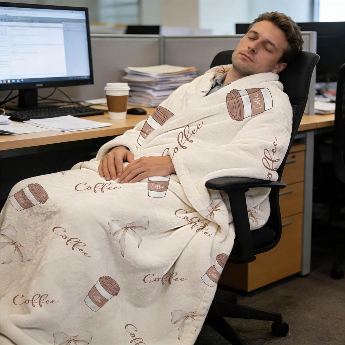 Coffee Theme Print Blanket, Soft Flannel, Breathable and Warm, Bedroom Decor, Gift, Pet Blanket, All Seasons