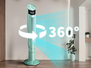 Antarctic Star Tower Fan 360°Oscillating Fan Quiet Cooling 24H Timer Remote Control Powerful Standing 8 Wind Speed 3 Wind Modes Ionizer Mode Bladeless Portable LED Display,Bedroom Office 47-Inch Green