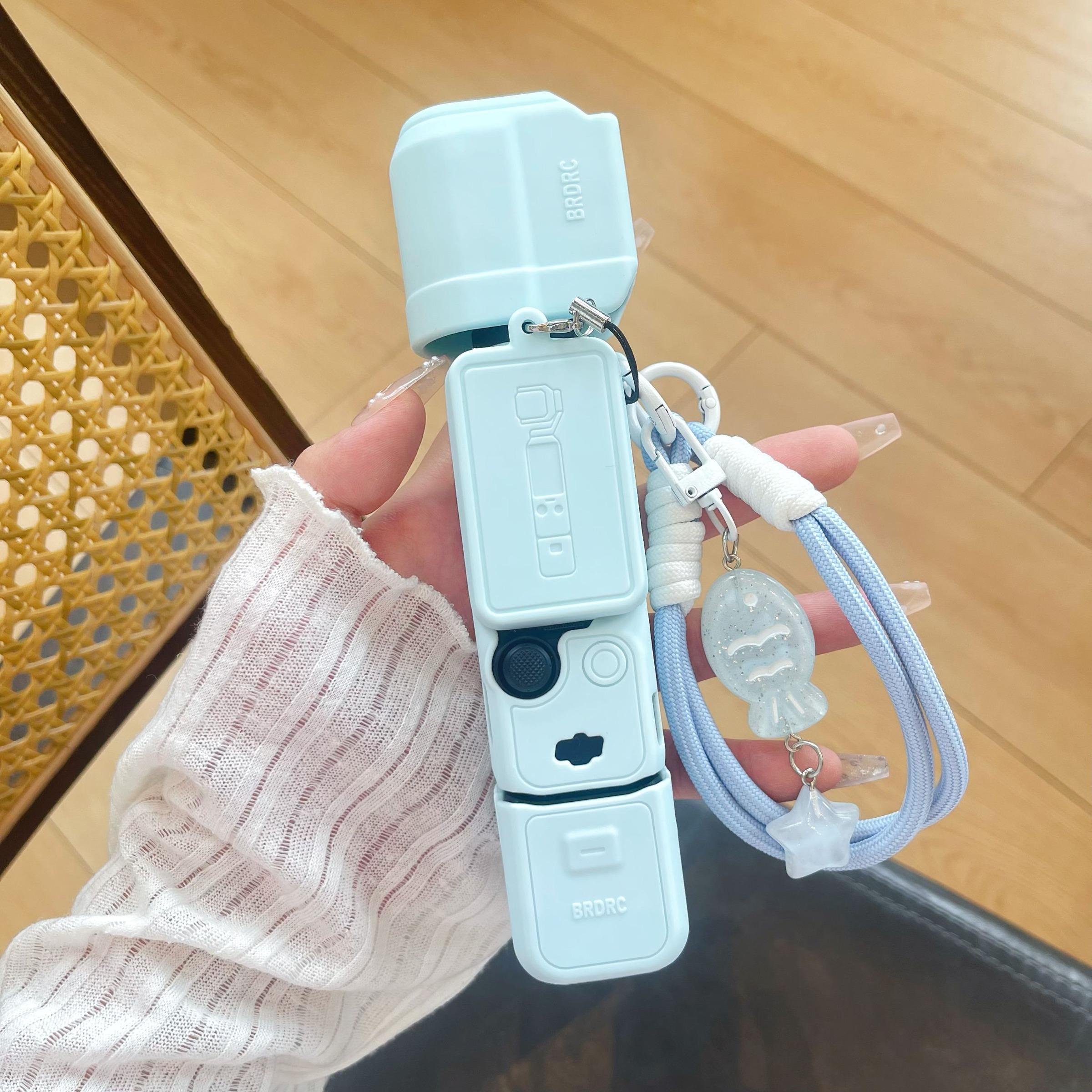 Luxury Cute Cartoon DIY Silicone Camera Case, Blue Star Design, Compatible with Dji Pocket3, Full Protection, Ultra-Thin, Portable Strap Included, Camera Accessories