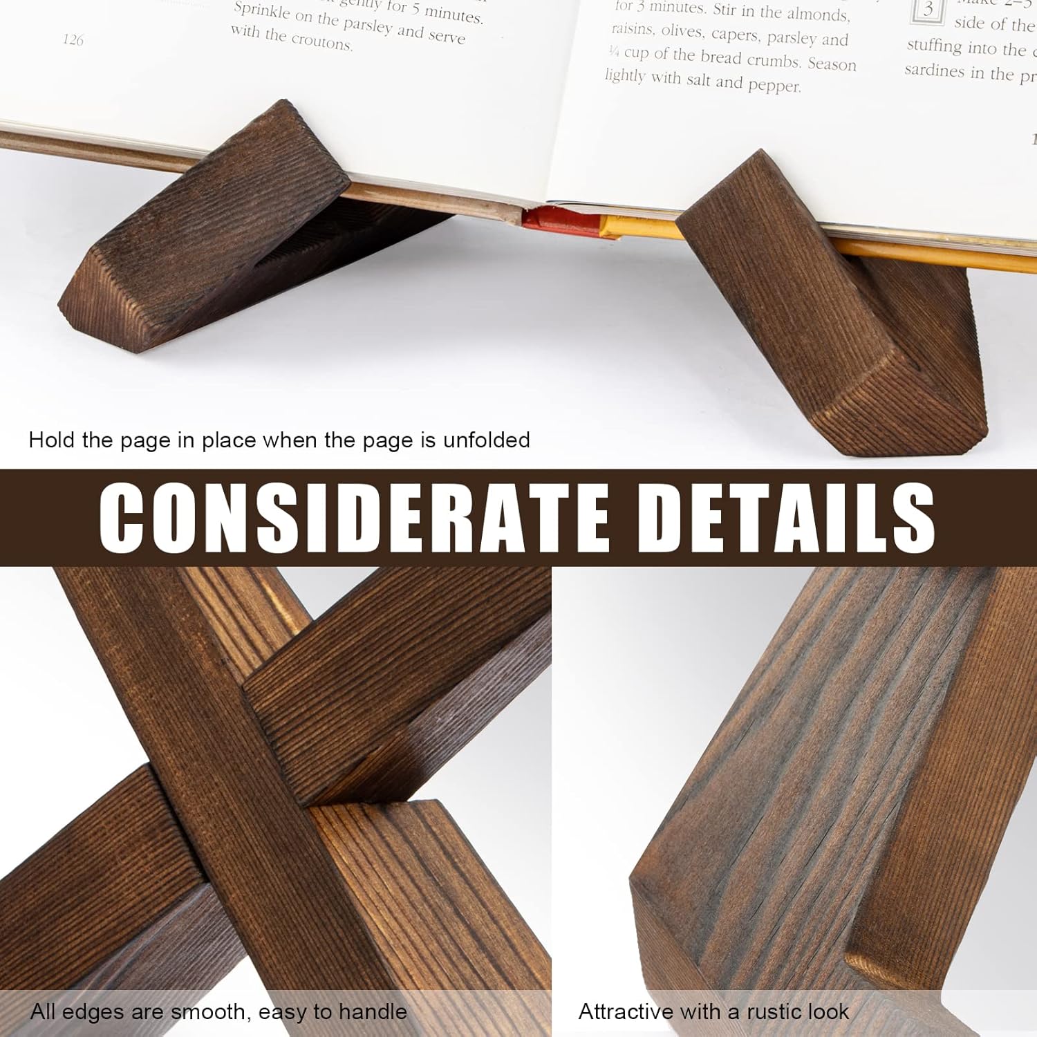 Wooden Book Stand, 1 Count Desktop Reading Rack, Multi-functional Book Holder, Photo Display Rack, Home Organizer for Living Room Bedroom Kitchen