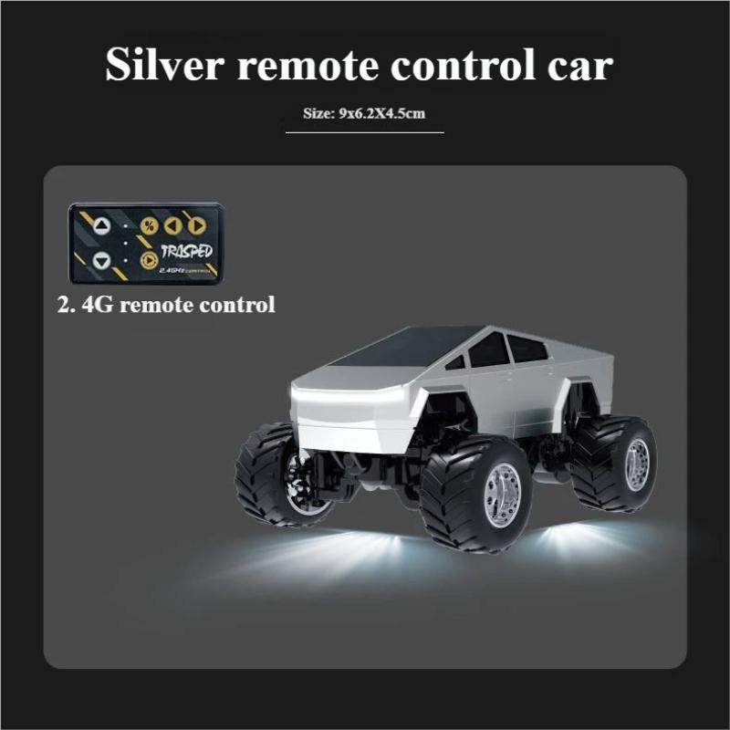 Tesla Pickup Remote Control Off-Road Vehicle, 1:64 Scale, High-End Alloy Plastic Anti-Drop Design, USB Rechargeable, Kids Holiday Gift