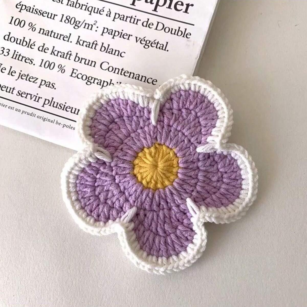 Vintage Floral Crochet Coasters, Heat Resistant Table Mats, Round Place Mats, Home Decor for Kitchen, Coffee Table, Restaurant, Bar