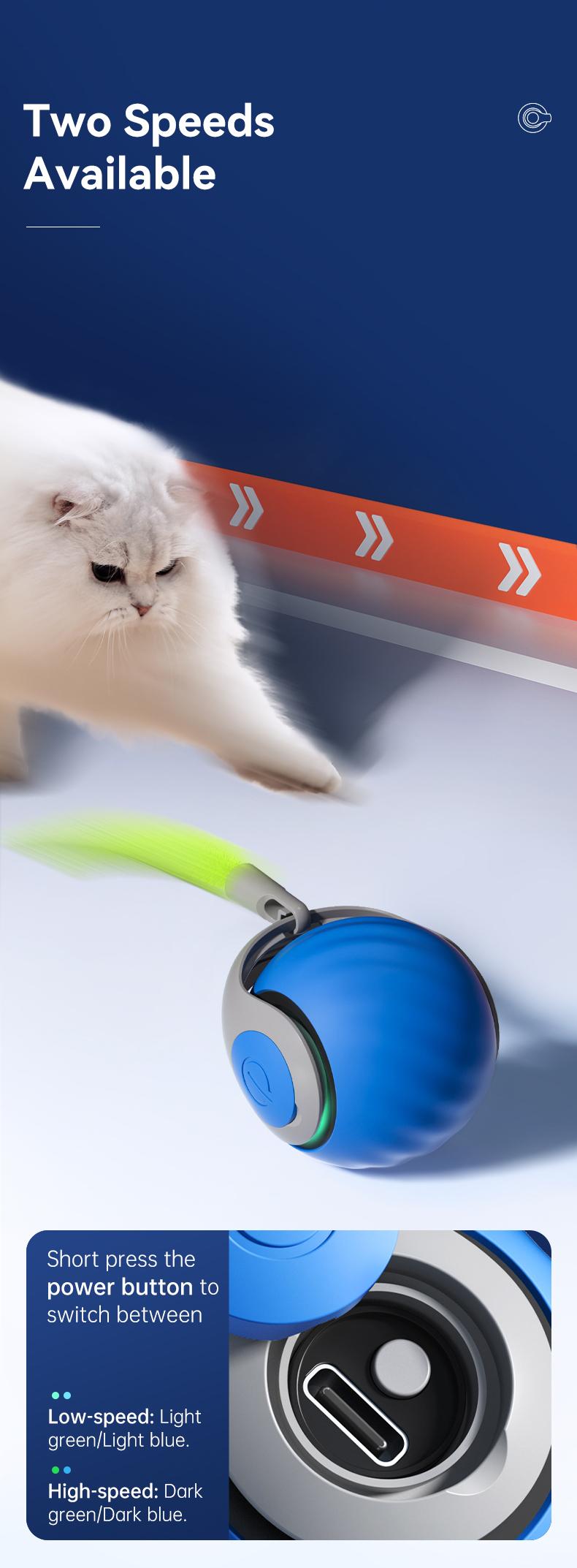 TikTokShopBlackFriday, Petgravity Speedy Sprint Ball Toy for Cat Type-C Rechargeable Interactive Cats Toy, Automatic Cat Teaser Toy, Pet Supplies,Cozyvibes Petlife