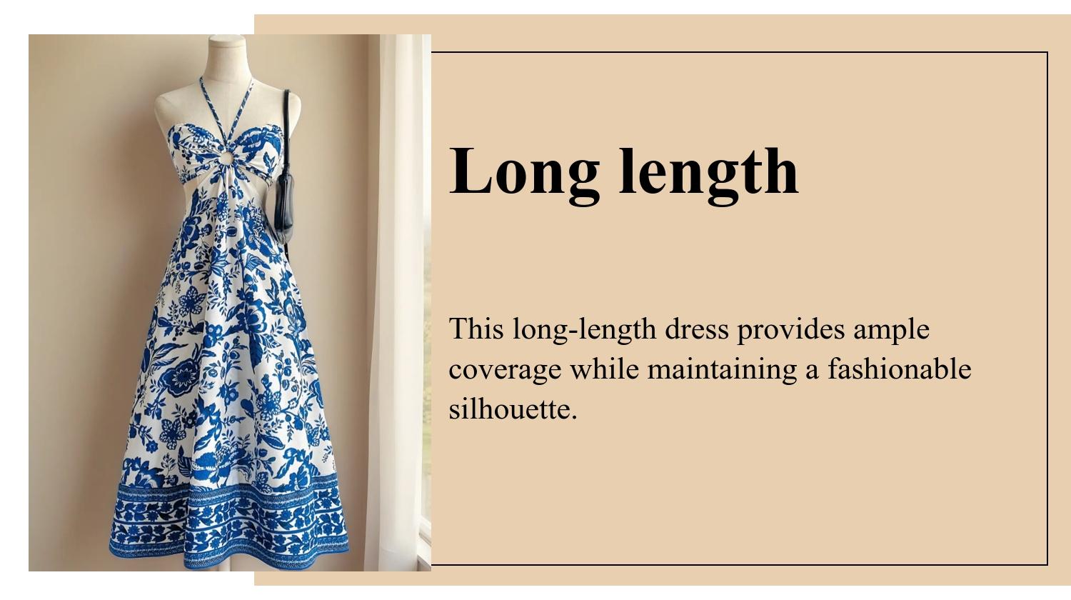 Women's Blue Ethnic Floral Halter Dress, Bohemian Style, Slim-Fitting, Lace-Up Hollow Out Waist, Casual Holiday Wear