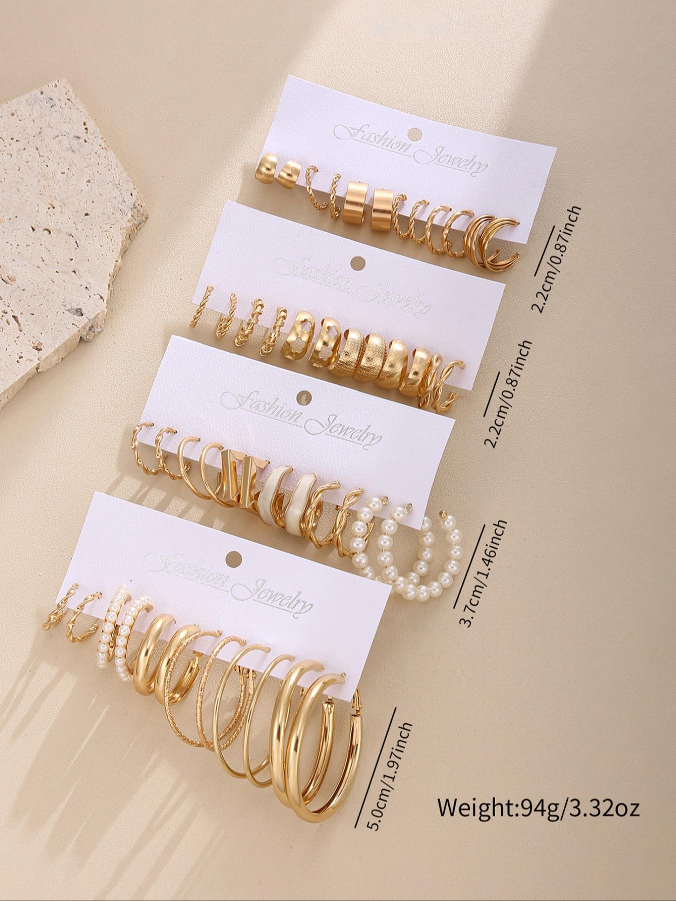 24 Pairs Elegant Alloy Flower Earrings Set, Hoop Earring Set with Mermaid Design, Perfect Gift for Women and Office Wear Jewelry Collection