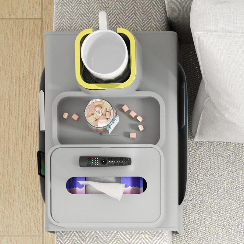 Universal Multifunctional Sofa Armrest Organizer, Silicone Side Pockets & Tray, Remote Control, Phone Storage, Suitable for Living Room and Bedroom