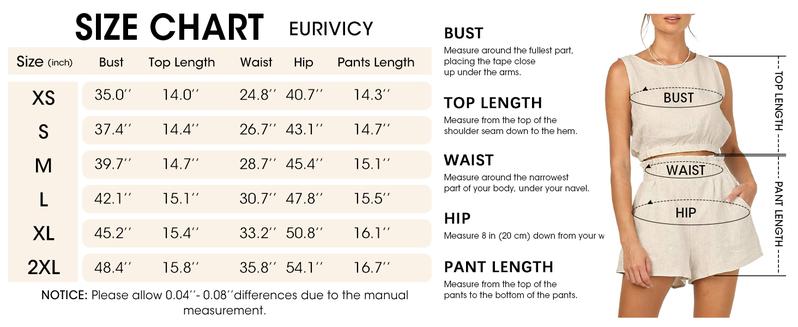 FISOEW Women's 2pcs Summer Outfits Sleeveless Crop Tank Top and High Waist Pocketed Shorts Loose 2 Piece Short Sets Clothes Suit 2 piece sets women Casual Womenswear Shirts Vest Cropped Breathable Chic Birthday Comfy Lightweight Solid Trend Elastic