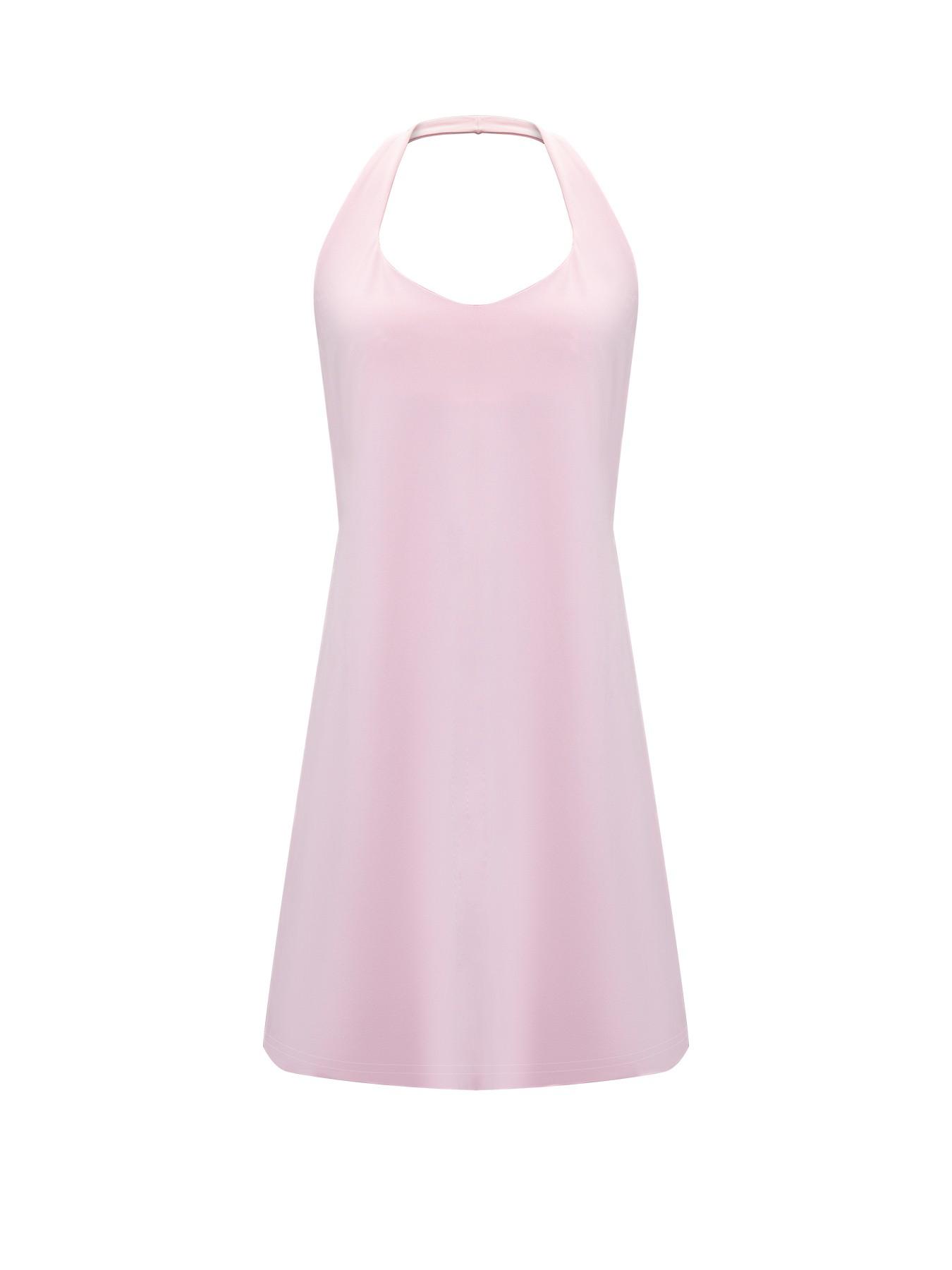 Women's Sleeveless Halter A-Line Backless Tank Dress, Casual Fitted Yoga Workout Running Dress, Spring Summer Fall Wear, Sports Sleeveless Dress