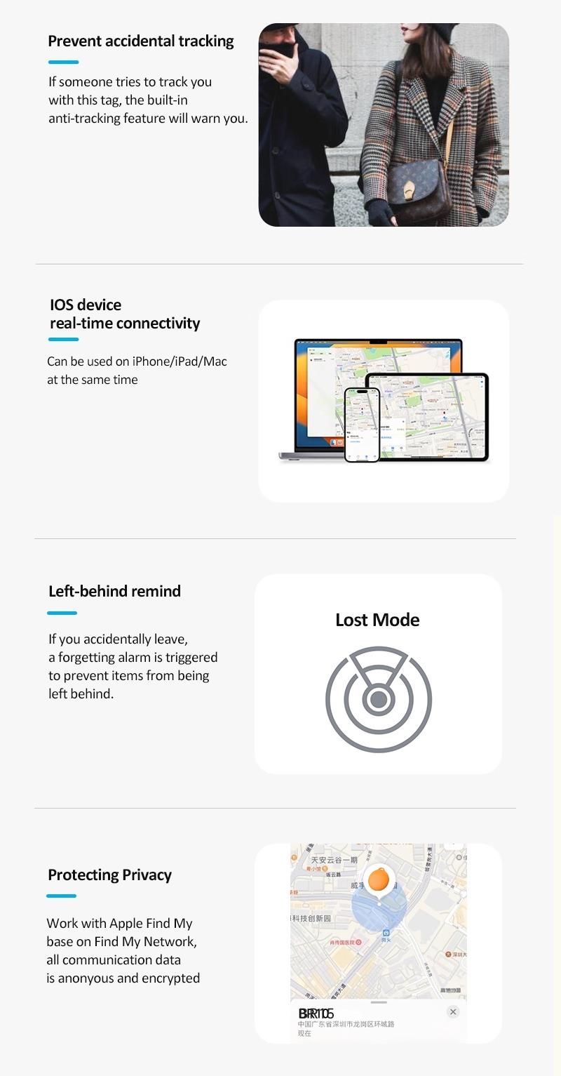 Smart Tracker Tag Item Finder 1Pack, Compatible with Apple Find My APP (iOS Only), Replaceable Battery, Suitable for Luggage, Bags, Wallets, Backpacks, Keys