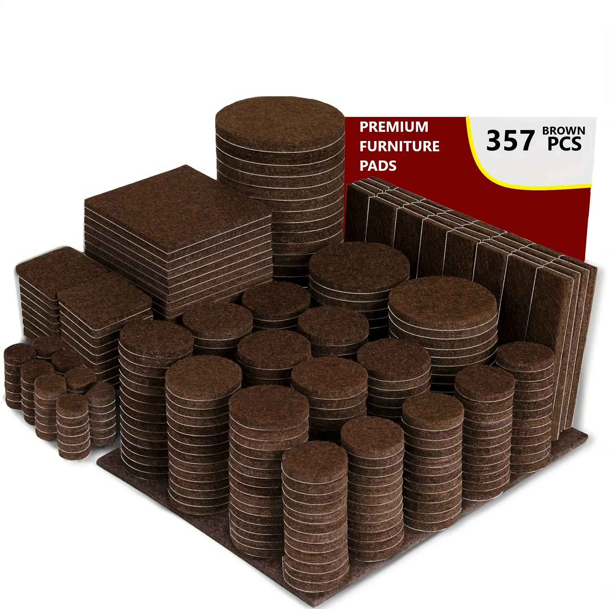 357 Piece Felt Furniture Pads Set, Non-Slip Grip Floor Protectors for Solid Wood and Laminate Floors, Multiple Sizes Available, Ideal Ground Protection