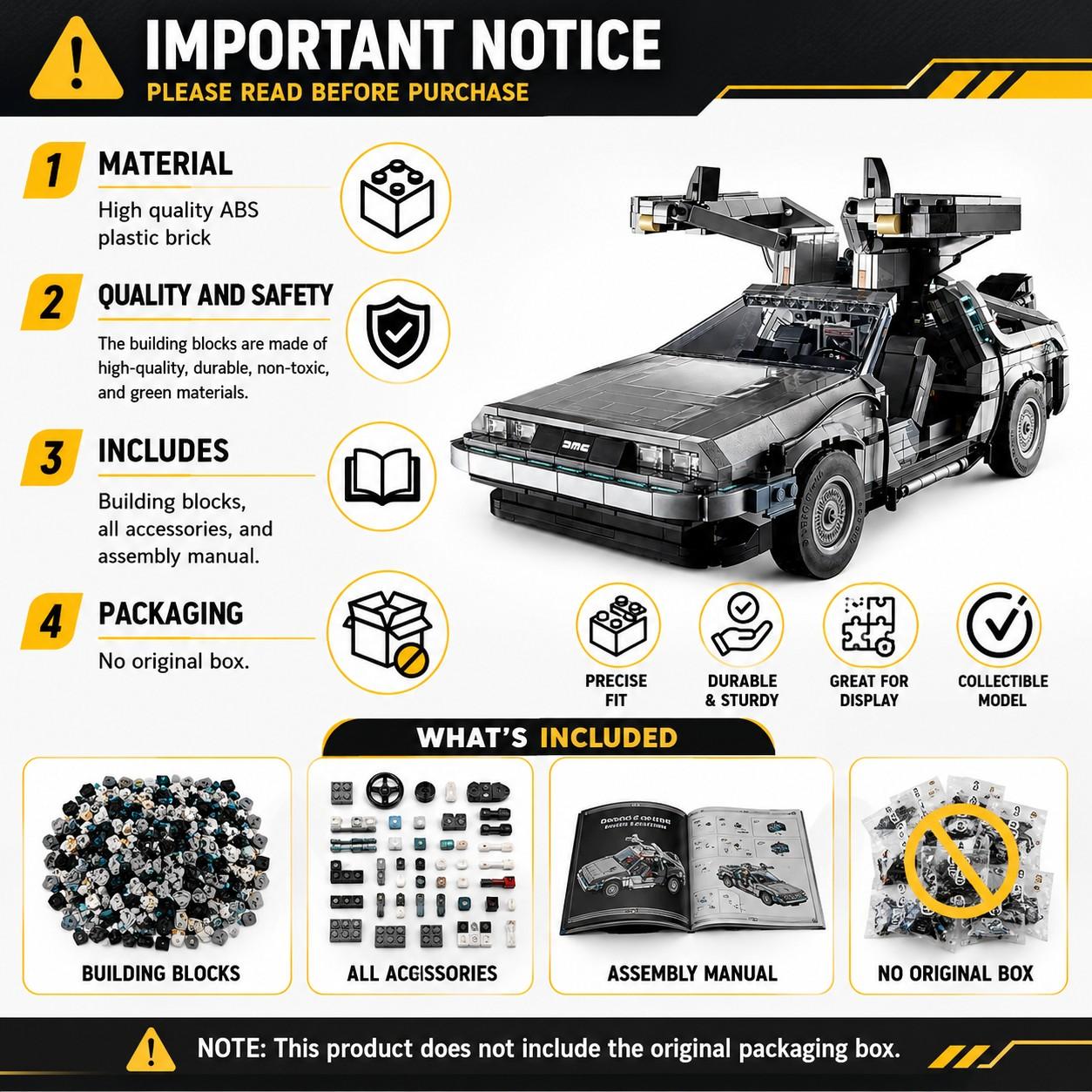 1872 Pieces Back to the Future Time Machine Building Block Sets, Adult and Kids Toy Gift, Educational Birthday Present for Boys and Girls