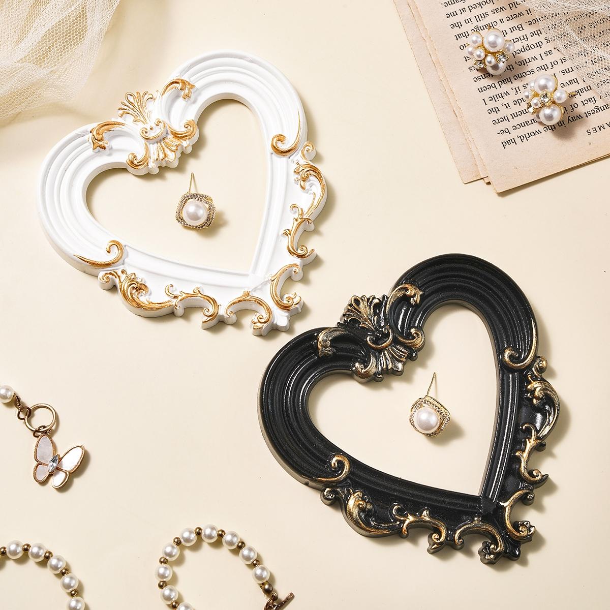 European Style Heart Frame Decor, Resin Hand-Painted DIY Decoration, Bathroom Ornament, Photography Prop, Party Scene Setter