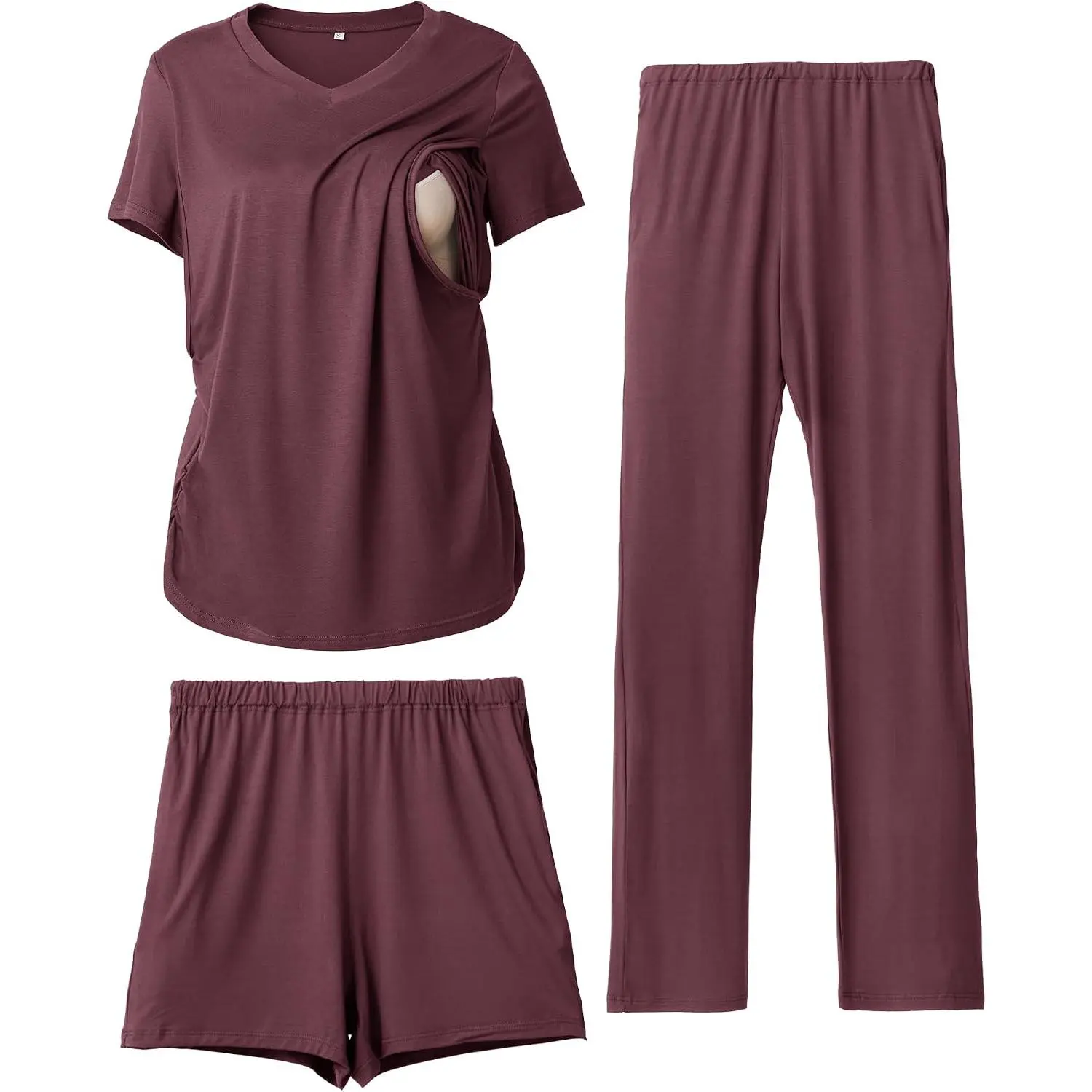 3 Piece Maternity Nursing Pajamas Set for Women Postpartum Pjs