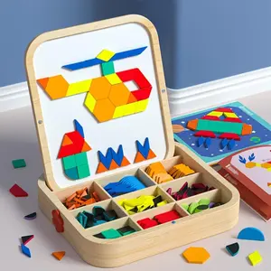 Hibobi Wooden 288pcs Tangram Puzzle Toy/Creative Puzzle Game/Aids Early Childhood Intelligence Development/Free to Stimulate Imagination/Ideal Birthday And Holiday Gifts
