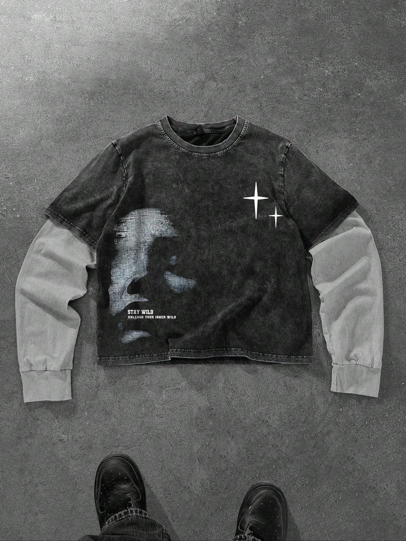 Unisex Fall Winter Patchwork Fitted Short Sleeve T-Shirt, Street Style Y2K Fashion, Perfect for Casual