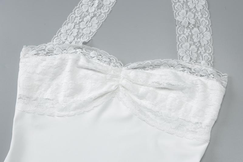 Halter Neck Double Layer Lace A-Line Dress Women's 2025 Summer New Casual Sexy Ruched Bust Party Club Dating Dress Beach Vacation Outfits Vibes Dress