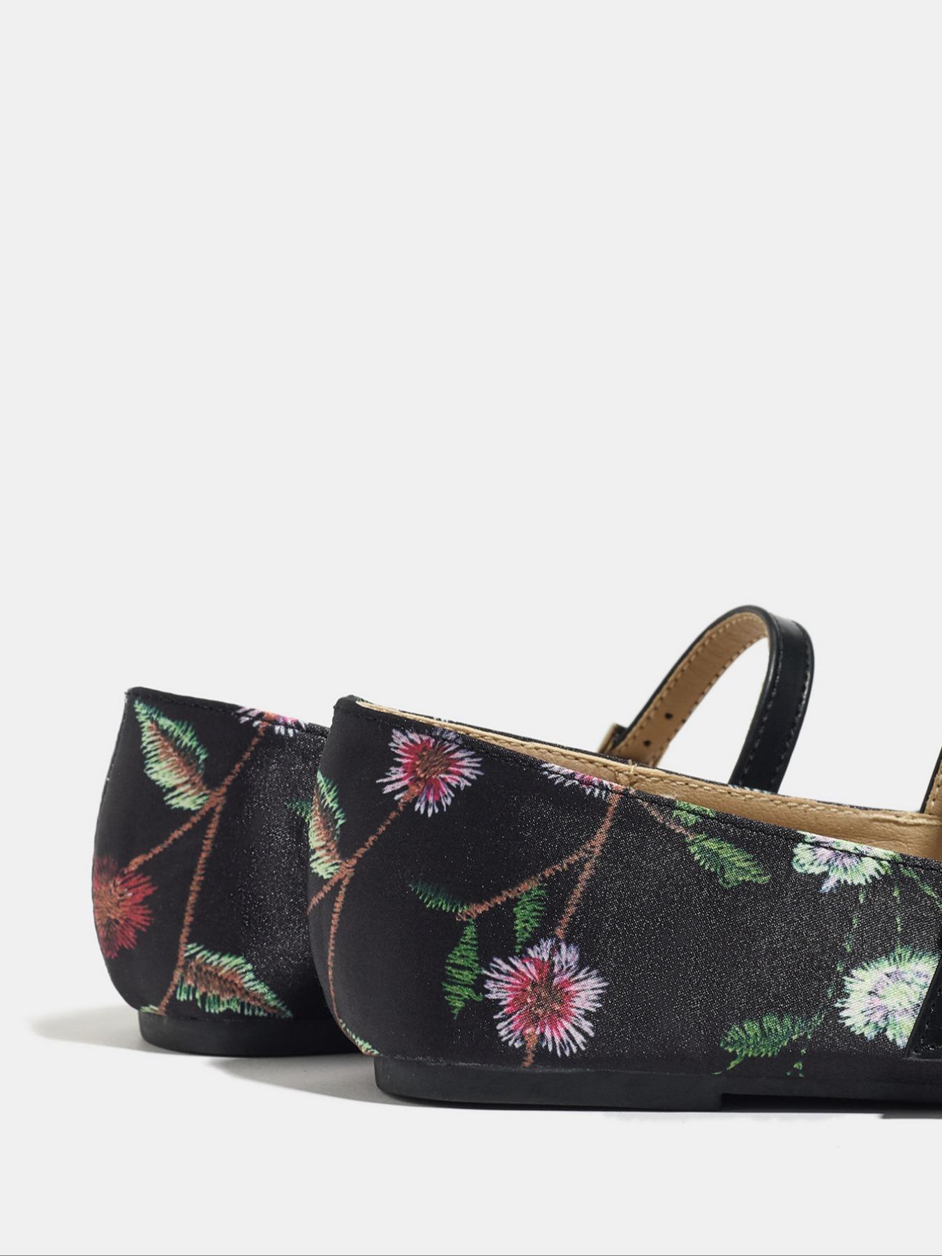 Women's Square Toe Mary Jane Shoes, Casual PU Leather Flats with Floral Pattern, Soft Sole Rubber Bottom, All Season Fashion Footwear