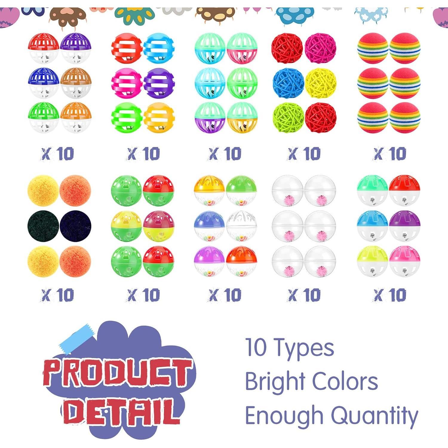 100 count Toys Bulk Plastic Small Crinkle Ball Balls with for Kitten Chase Pounce Rattle Play Toys, Color 100 count Toys Bulk Plastic Small Crinkle Ball Balls with for Kitten Chase Pounce Rattle Play Toys, Color