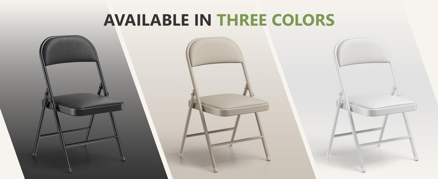 Folding Chairs ，PU Leather Padded Folding Chairs for Outside and Indoor, Heavy Duty Portable Foldable Metal Commercial Seat for Home Office, Dorm, Party, Backyard, Lawn, Patio, Black
