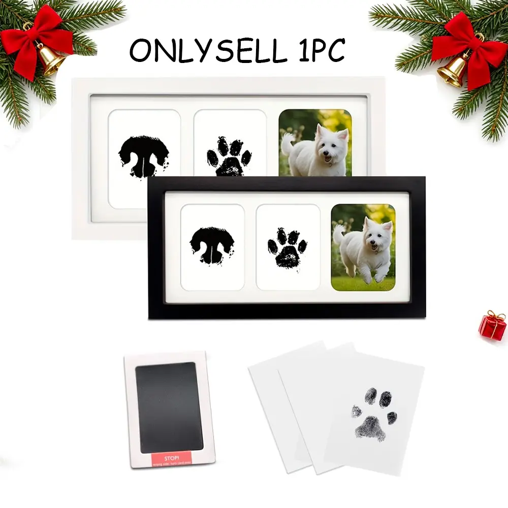 Pet Paw Print Set with Frame, Inkless Hand Foot Print Kit, Christmas Gift, Dog Paw Print Set, Nose Print Set, Printable Frame Set
