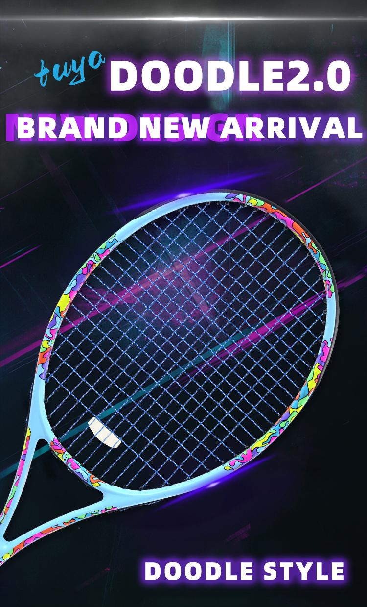 2026 Upgraded Model Doodle 2.0, Professional Carbon Tennis Racket 105in² Oversized Defensive Control | Pre-strung 50-60lbs | Empty Racket 280g Plus or minus 10 grams | Dazzling Graffiti Design | Suitable For Major Players