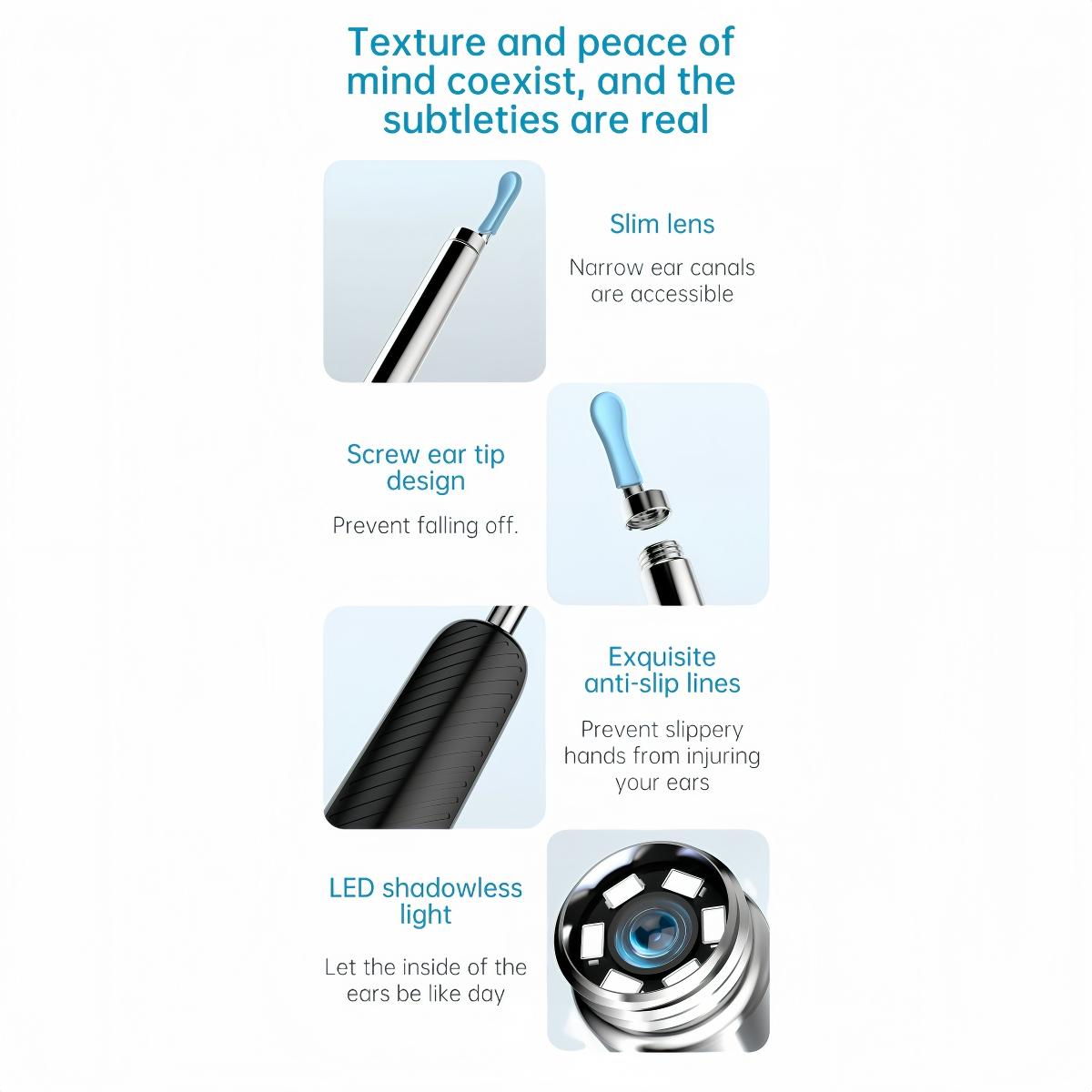 Multi Functional Visual Ear Picking Tool, Ear Cleaner Camera, 7 Replacement Tips + 3 Inspection Tools, Type-C Charging, Wireless Design, New Condition