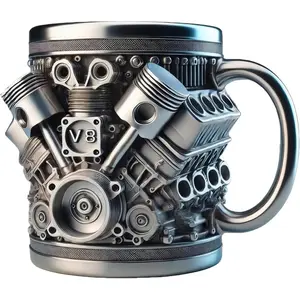 V8 Engine Cup Creative Mug Resin Handicraft High-End Niche Mechanical Engine Ornament Unique Gift Idea for Car Enthusiasts