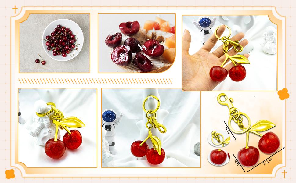2025 Dedicate Keychain Cherry Purse Charm for Women Valentine Bag Gifts- Cherry Bag Charm Purse Charm Keychain